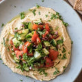 Easy Hummus with Tomato and Cucumber Salad - Simrun Chopra