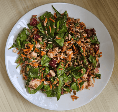 Iron & Protein -Rich Spinach and Lentil Salad