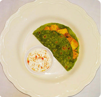 Spinach Tortilla with Paneer Stuffing