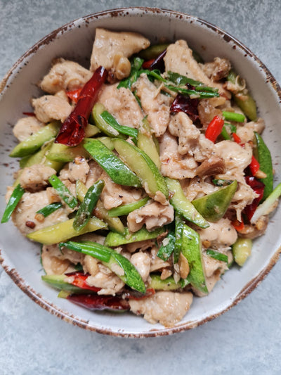 STIR FRIED CHICKEN W CUCUMBER