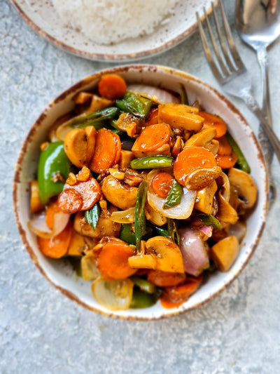 Stir Fry Button Mushrooms and Vegetables